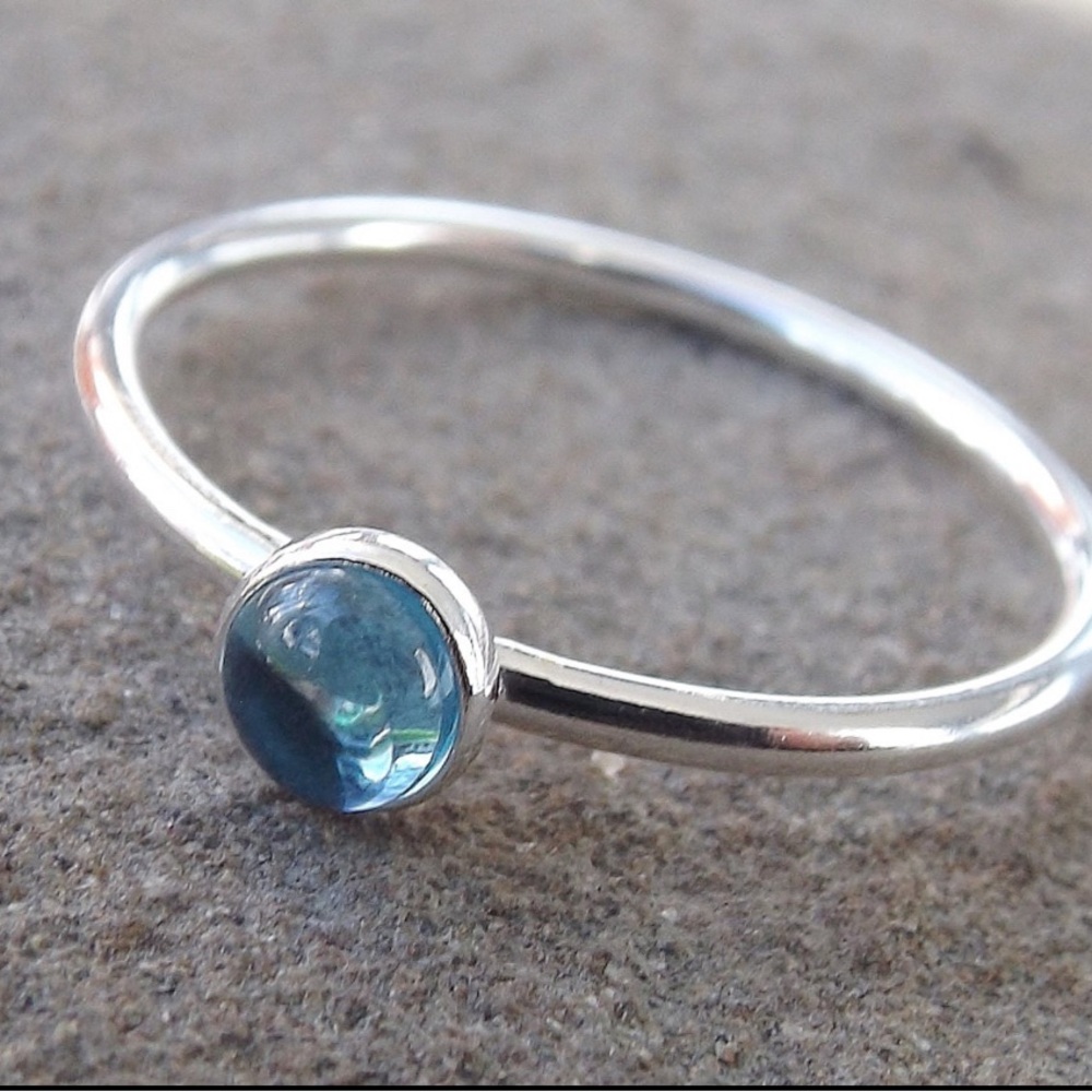 Blue Topaz Stacking Ring, 7.5